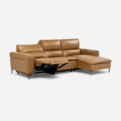 Sofá Reclinable Jensen Eléctrico Derecho Cuero Whiskey