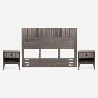 Set Respaldo 2 Plazas + Veladores Rosen Cleveland Grafito