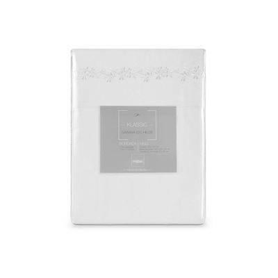 Sábana Rosen 220 Hilos Bordada Botánica Blanca Súper King