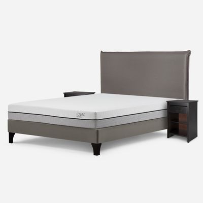 Imagen 2 del producto Cama Europea Pratta 2 Plazas Pata Madera + Muebles Maurice