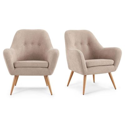 Kit 2 Poltronas Rosen Bartolo Pata Metálica Tela Taupe Claro