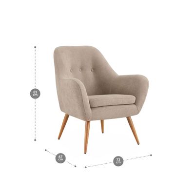 Imagen 2 del producto Kit 2 Poltronas Rosen Bartolo Pata Metálica Tela Taupe Claro