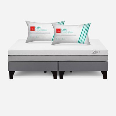 Cama Europea Pratta King 180x200 cm + Almohadas Fibra Light
