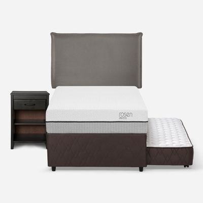 Diván Cama Pratta 1,5 Plazas + Muebles Maurice Gris