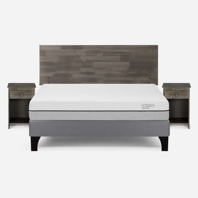 Cama Pratta 2 Plazas Pata Madera BN + Muebles Tabor Grafito