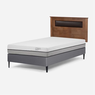 Cama Europea Pratta 1,5 Plazas Pata Acero + Respaldo Ferrara