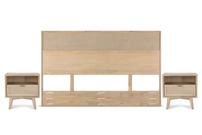 Set Respaldo King + Veladores Halsey Rosen Madera-Rattán