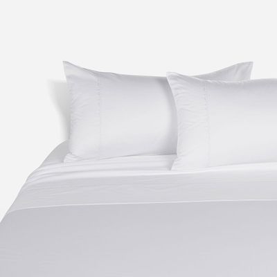 Sábana Rosen 500 Hilos Algodón Bordada Blanca Súper King