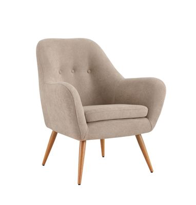 Poltrona Rosen Bartolo Pata Metálica Tela Taupe Claro