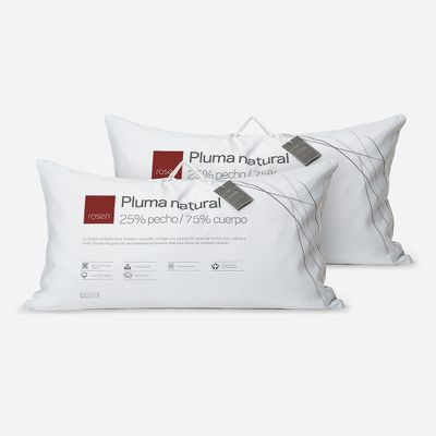 Set 2 Almohadas Pluma Natural 25% S/Fuelle King 50x90 cm