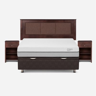 Boxet Pratta 2 Plazas + Respaldo Rachel y Velador Ferrara