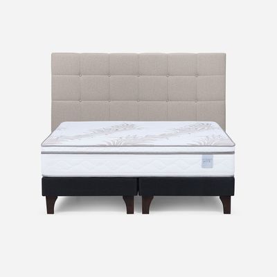 Cama Europea Neo Plus King 180x200 cm + Respaldo Issey Beige