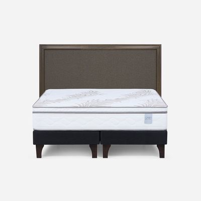 Cama Europea Neo Plus 2 Plazas BD + Respaldo Nolita Café
