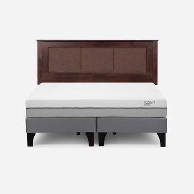 Cama Europea Pratta 2 Plazas Pata Madera BD +Respaldo Rachel