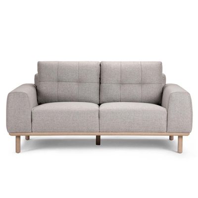 Sofá Rosen Biada 2 Cuerpos Tela Gris Perla