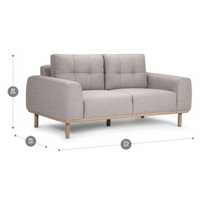 Imagen 2 del producto Sofá Rosen Biada 2 Cuerpos Tela Gris Perla