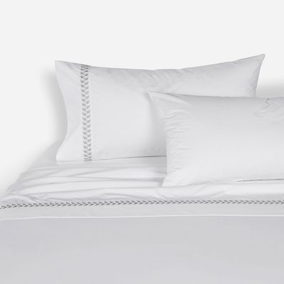 Sábana Rosen 220 Hilos Bordada Hoja Blanca King