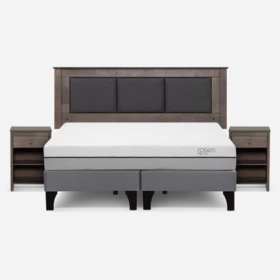 Cama Europea Pratta King BD Pata Madera+ Respaldo+Veladores