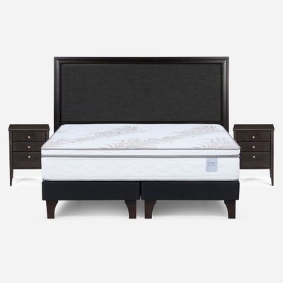 Cama Europea Neo Plus King + Respaldo+Veladores Issey