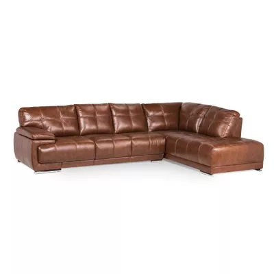 Sofá Seccional Rosen 6974  Derecho Cuero Caramelo