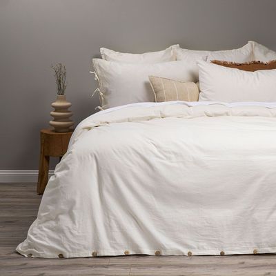 Funda Plumón Rosen Lino-Algodón Pure Liso King Blanco