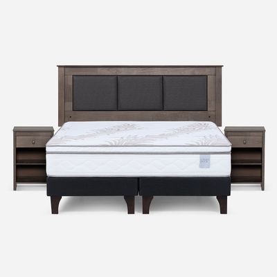 Cama Europea Neo Plus 2 Plazas + Respaldo + Velador Ferrara
