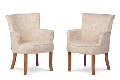 Set 2 Poltronas Rosen Emily Tela Flor Beige