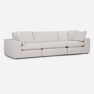 Sofá Seccional Rosen Dornie Tela 3 Piezas Blanco Crudo