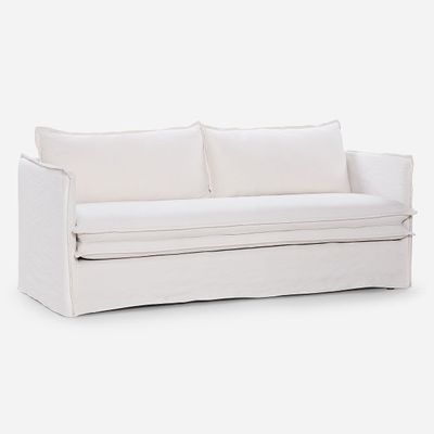 Sofá Rosen Rona 3 Cuerpos Tela Blanco Crudo