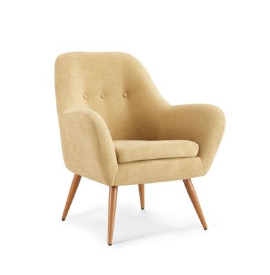 Poltrona Bartolo Pata Metálica Tela Custard