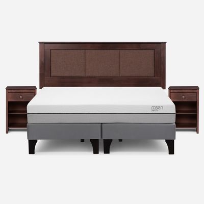 Cama Europea Pratta 2 Pl Pata Madera BD + Respaldo y Velador