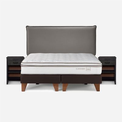 Cama Classique+ 2 Plazas + Muebles Maurice Grafito