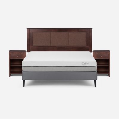 Cama Europea Pratta 2 Pl Pata Acero BN +Respaldo y Veladores