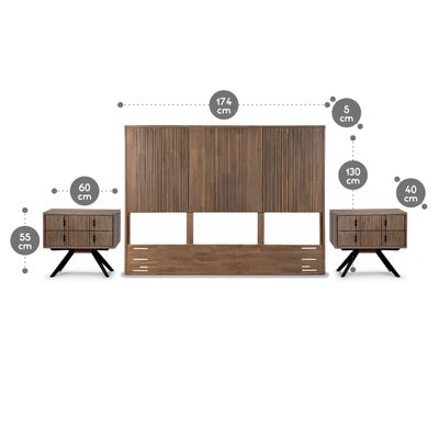 Imagen 2 del producto Set Respaldo 2 Plazas + Veladores Rosen Baruther Chocolate