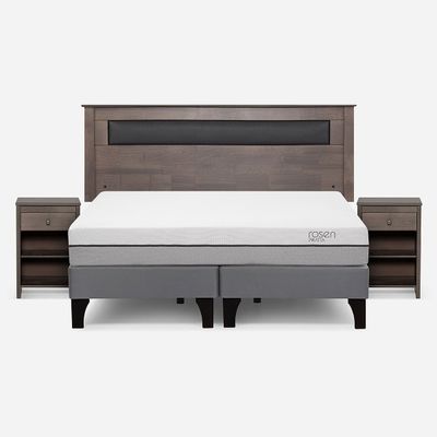 Cama Europea Pratta King BD Pata Madera + Muebles Ferrara