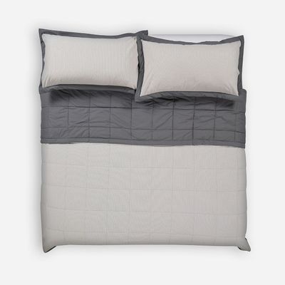 Imagen 2 del producto Cubrecama Algodón Stripes Grafito 2 Plazas