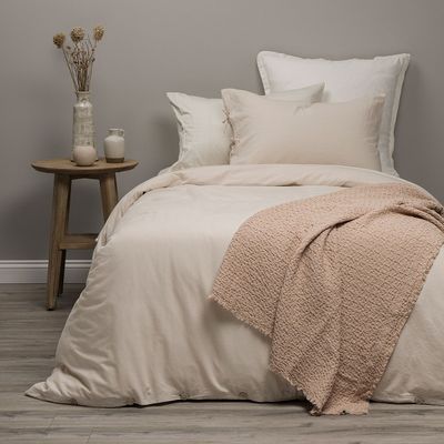 Funda Plumón Rosen Lino-Algodón Pure Liso Arena 1,5 Plazas