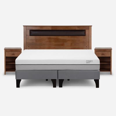 Cama Europea Pratta 2 Plazas Pata Madera BD +Muebles Ferrara