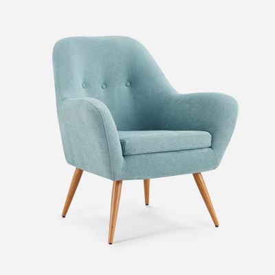 Poltrona Rosen Bartolo Pata Metálica Tela Denim Claro