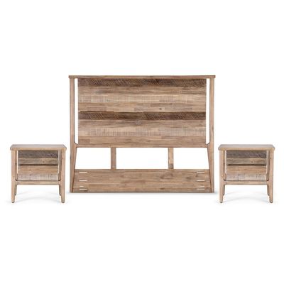 Set Respaldo King + Veladores Madera Rosen Licabeto