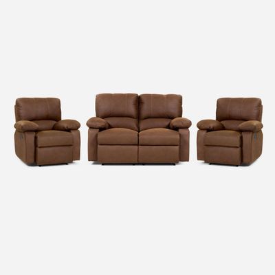 Set Sofá Reclinable 2 Cuerpos + 2 Bergere Archie Tela Café