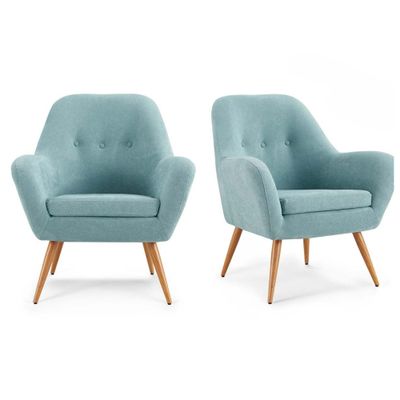 Kit 2 Poltronas Rosen Bartolo Pata Metálica Tela Denim