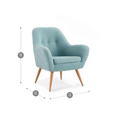 Imagen 2 del producto Kit 2 Poltronas Rosen Bartolo Pata Metálica Tela Denim