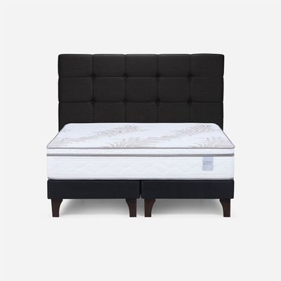 Cama Europea Neo Plus 2 Plazas 150x200 cm+Respaldo Grafito