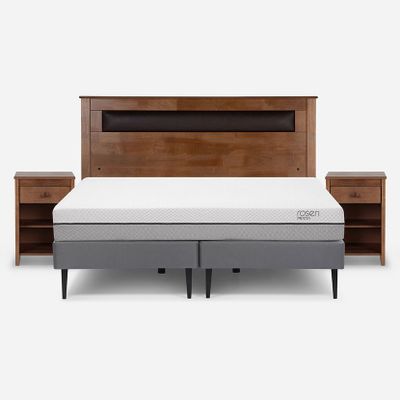 Cama Europea Pratta 2 Plazas Pata Acero BD + Muebles Ferrara
