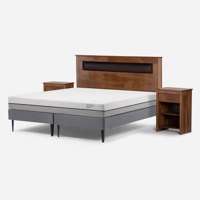 Imagen 2 del producto Cama Europea Pratta 2 Plazas Pata Acero BD + Muebles Ferrara