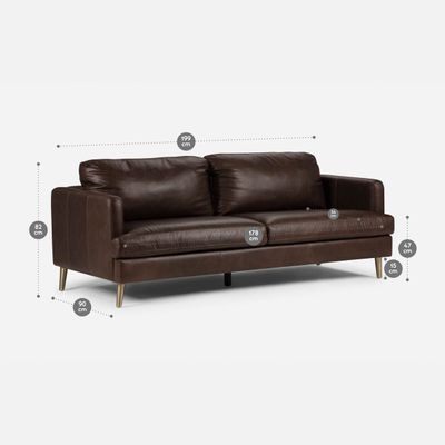 Imagen 2 del producto Sofá Rosen Wells 3 Cuerpos Cuero Moro