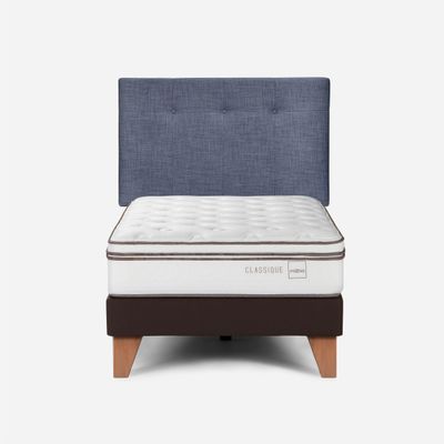 Cama Europea Classique+ 1,5 Plazas+Respaldo New Bennet Denim