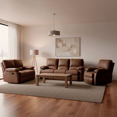 Imagen 2 del producto Set Sofás Reclinable 2 y 3 Cuerpos +Bergere Archie Tela Café