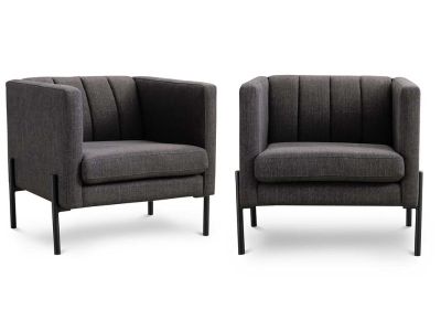 Set 2 Poltronas Rosen Drolet Tela Grafito